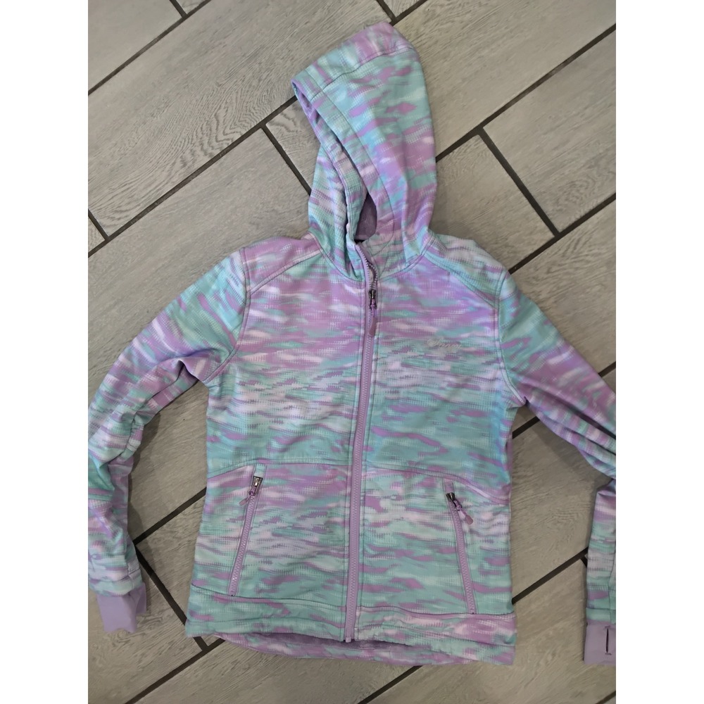 Snozu Girls Purple Teal Space Dye Full Zip Fleece Lined Hoodie Jacket -L 14/16